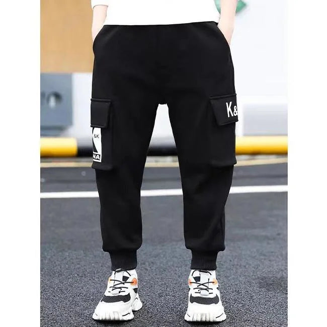 pantalon cargo garçon noir jogger