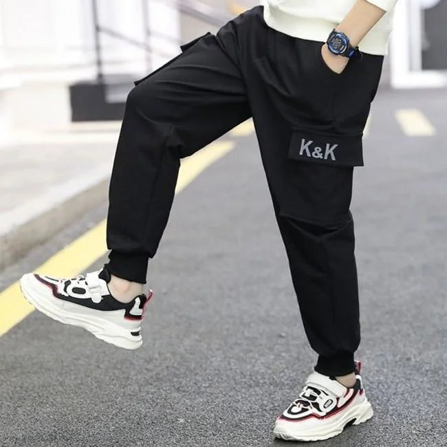 pantalon cargo garçon noir k&k