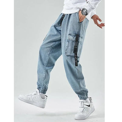 pantalon cargo jean homme bleu