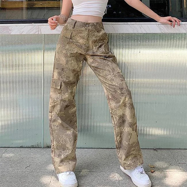 pantalon cargo large streetwear camouflage
