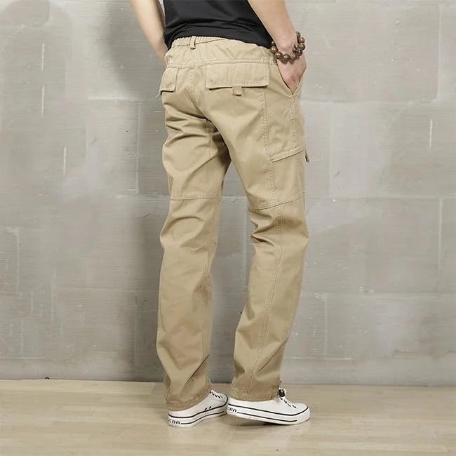 pantalon cargo large homme beige de dos