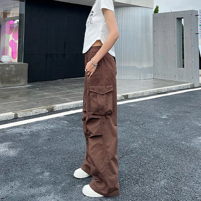pantalon cargo marron femme streetwear