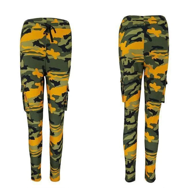 pantalon cargo motif camo femme