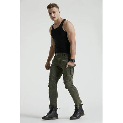 pantalon cargo moto de profil