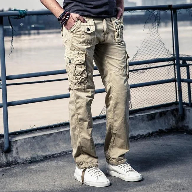 Pantalon Cargo Homme Multipoches - Coupe Droite, Stretch - Décontracté, Sport, Quotidien - Tissu Respirant Pour Automne/hiver - 5