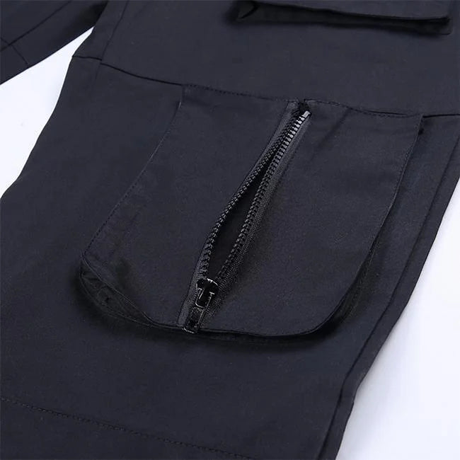 pantalon cargo noir ceinture poche cargo