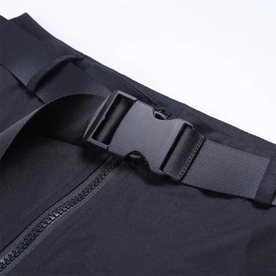 pantalon cargo noir ceinture ajustable