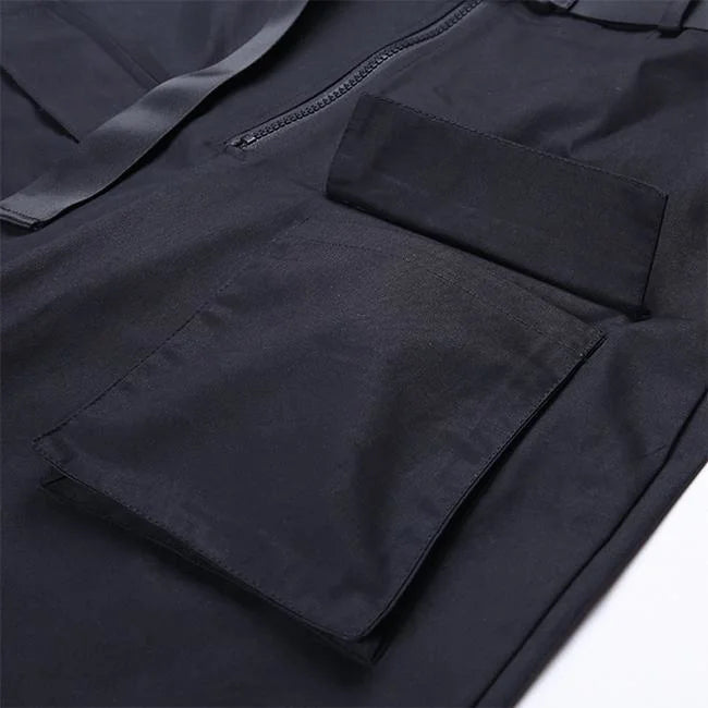 pantalon cargo noir ceinture détails
