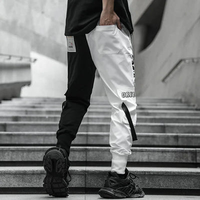 pantalon cargo noir et blanc homme mode urbaine