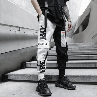 Pantalon cargo homme Streetwear Hip Hop Cargo noir gris multi