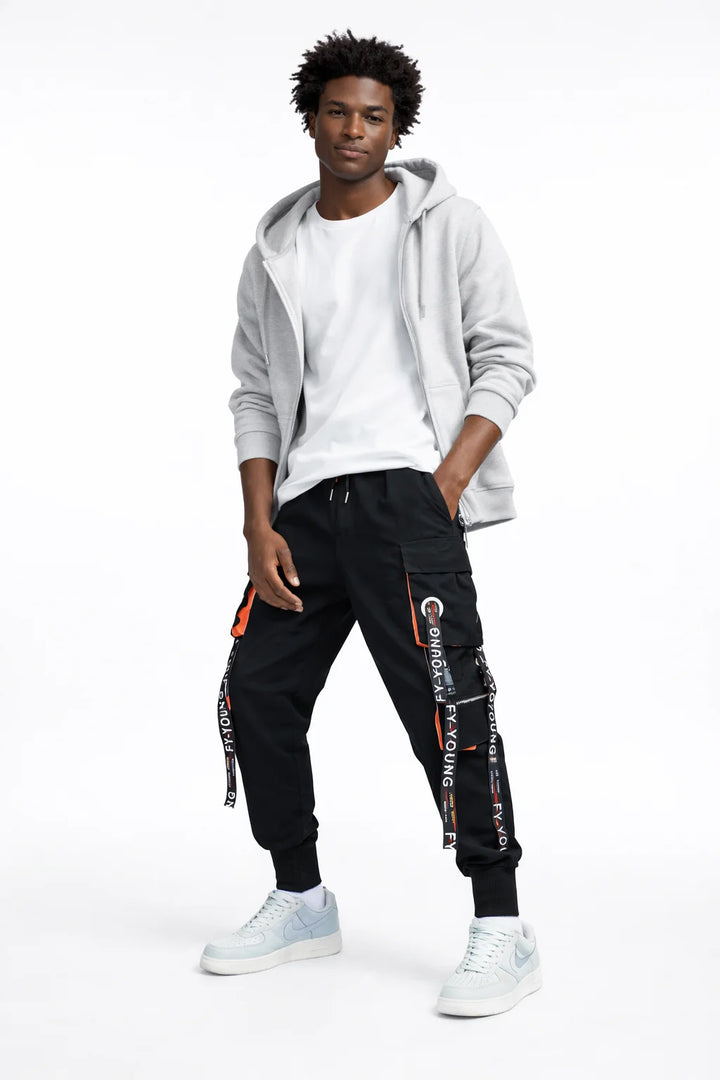 Pantalon Cargo Noir Orange | Cargo Styles