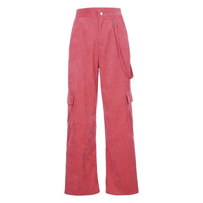 pantalon cargo rose velours côtelé