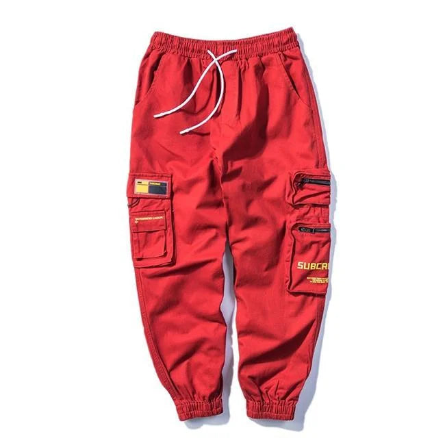 pantalon cargo rouge jogger