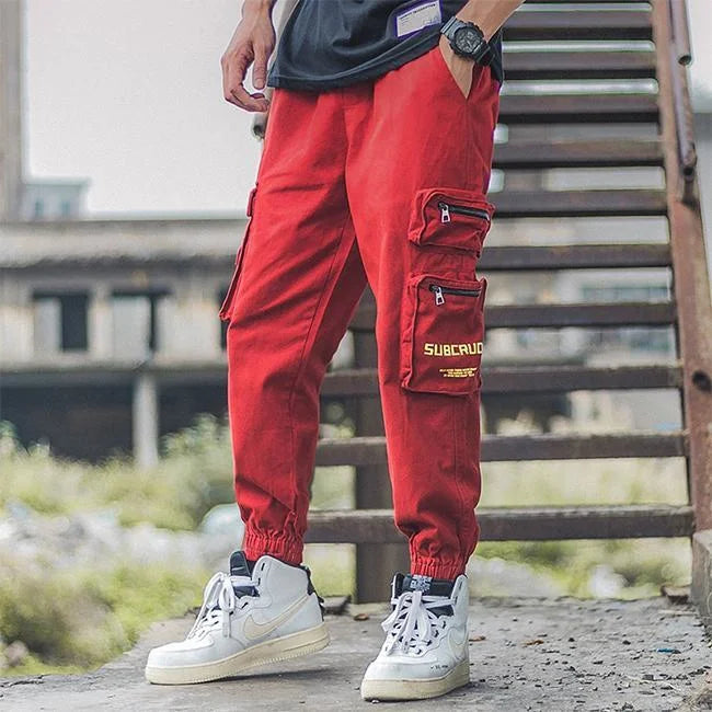 pantalon cargo rouge