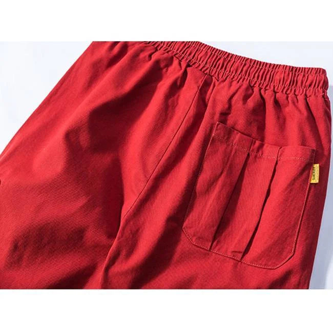 pantalon cargo rouge taille élastique