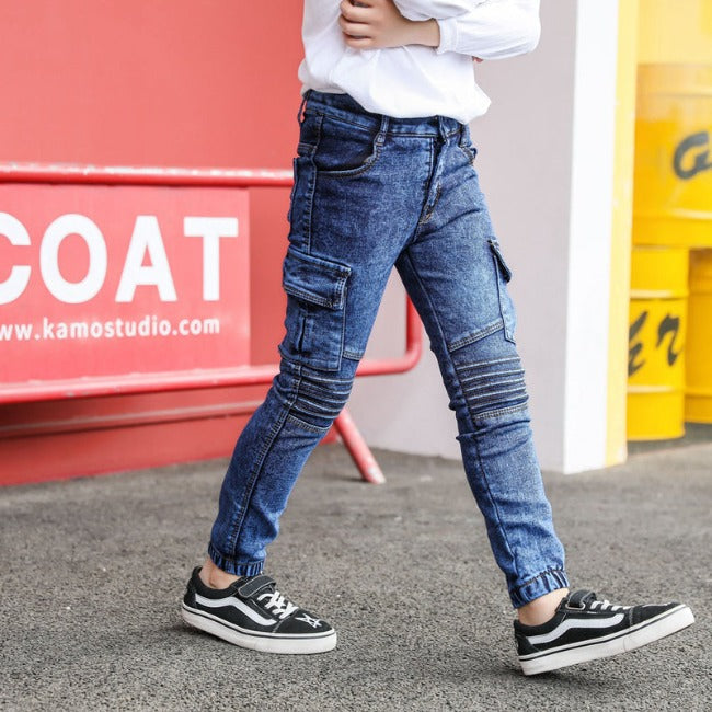    pantalon-cargo-skinny-garcon bleu