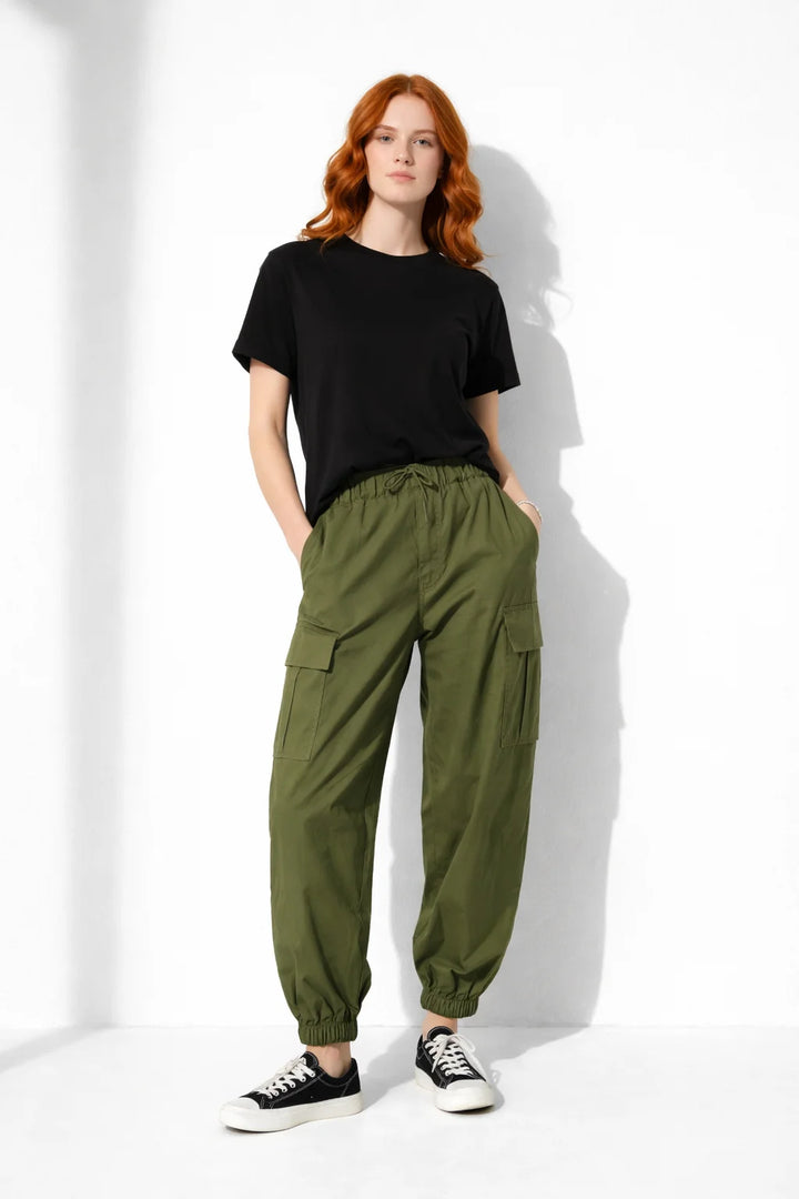 PANTALON CARGO VERT KAKI FEMME