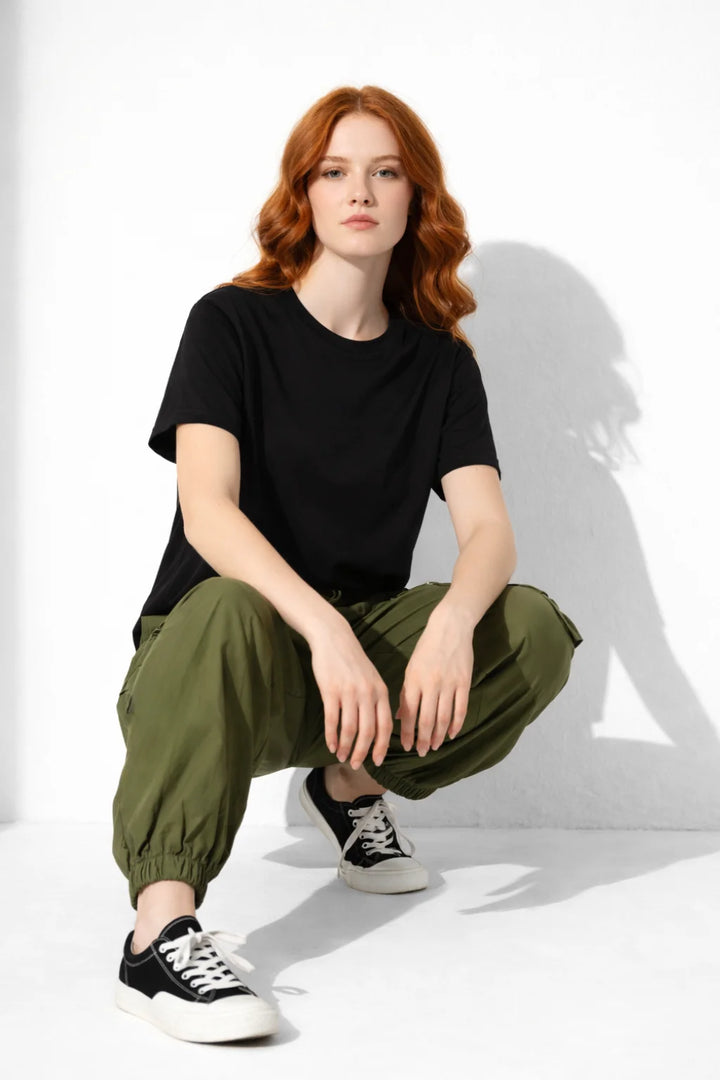 PANTALON CARGO VERT KAKI FEMME