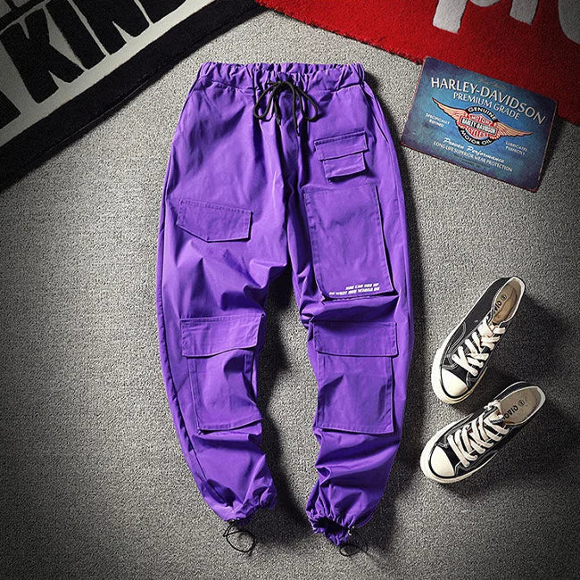 pantalon cargo violet homme élastique