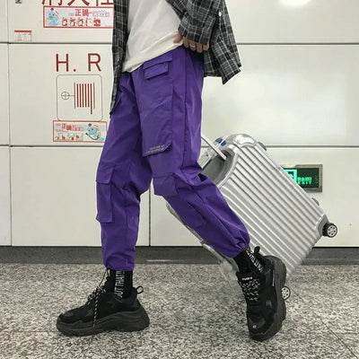 pantalon cargo violet homme streetwear