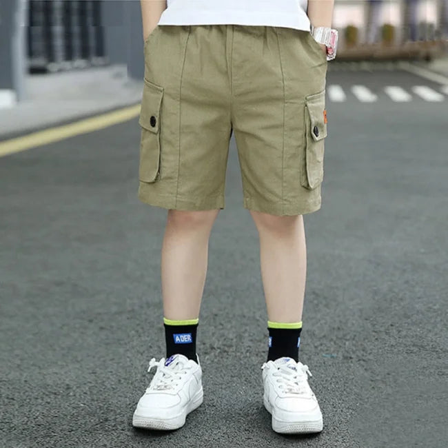 short cargo enfant kaki poches