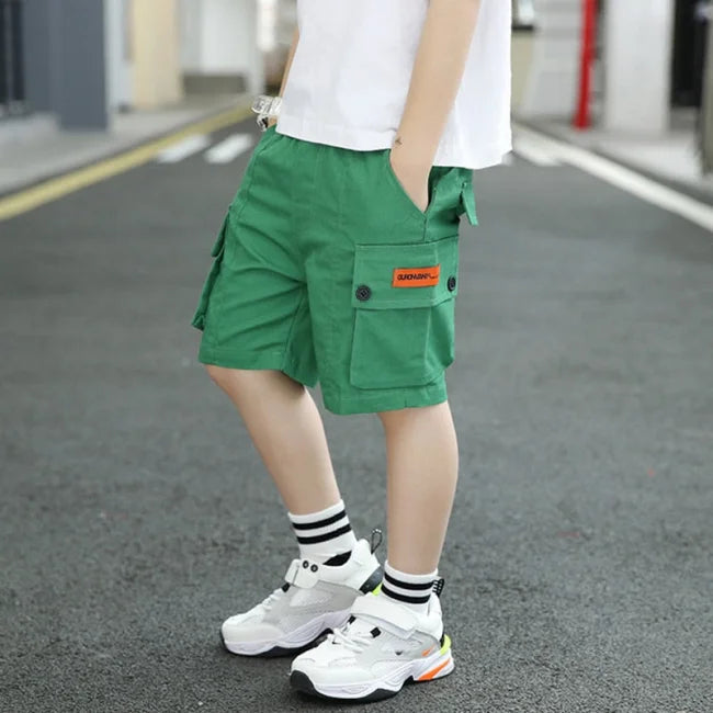 short cargo enfant vert clair