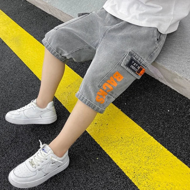 IENENS Summer Boys Cargo Shorts Children Jeans Loose