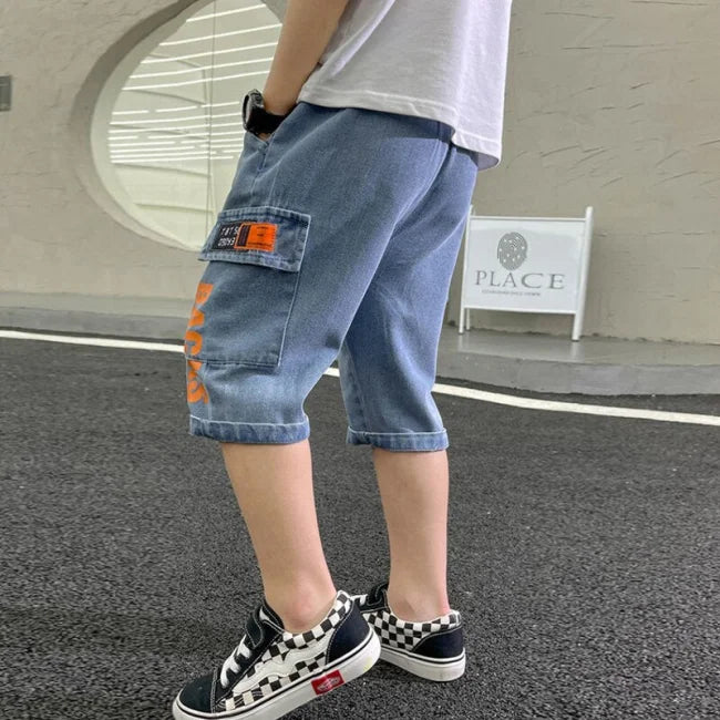 short cargo enfant jean imprimé