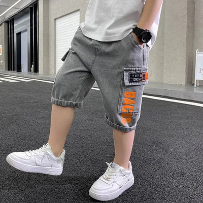 IENENS Summer Boys Cargo Shorts Children Jeans Loose