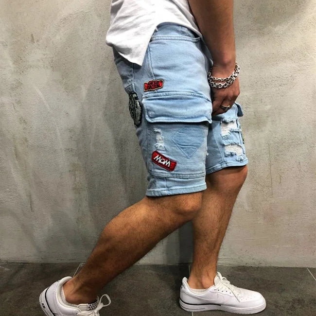 short cargo jean homme bleu