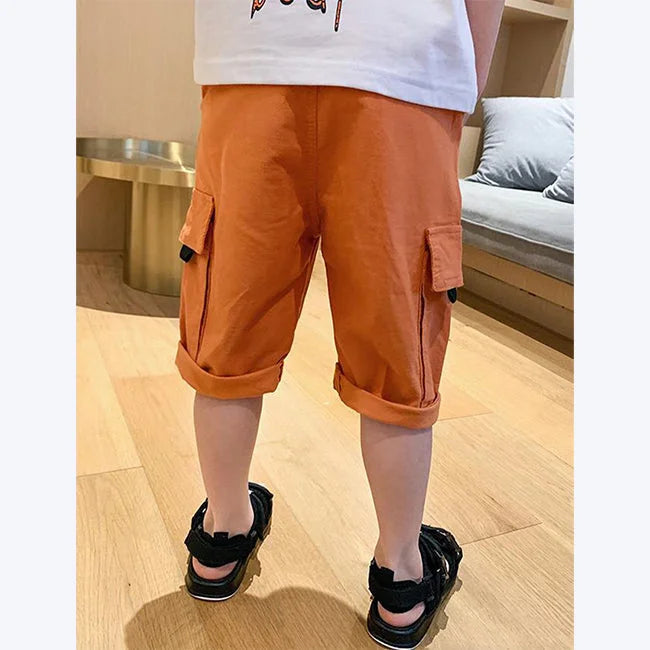 short cargo garçon orange