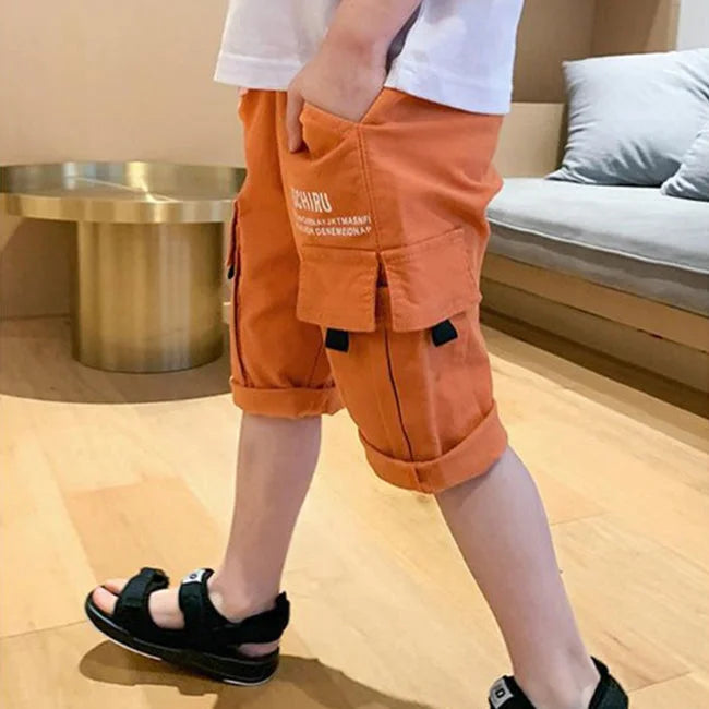 short cargo pour garçon orange